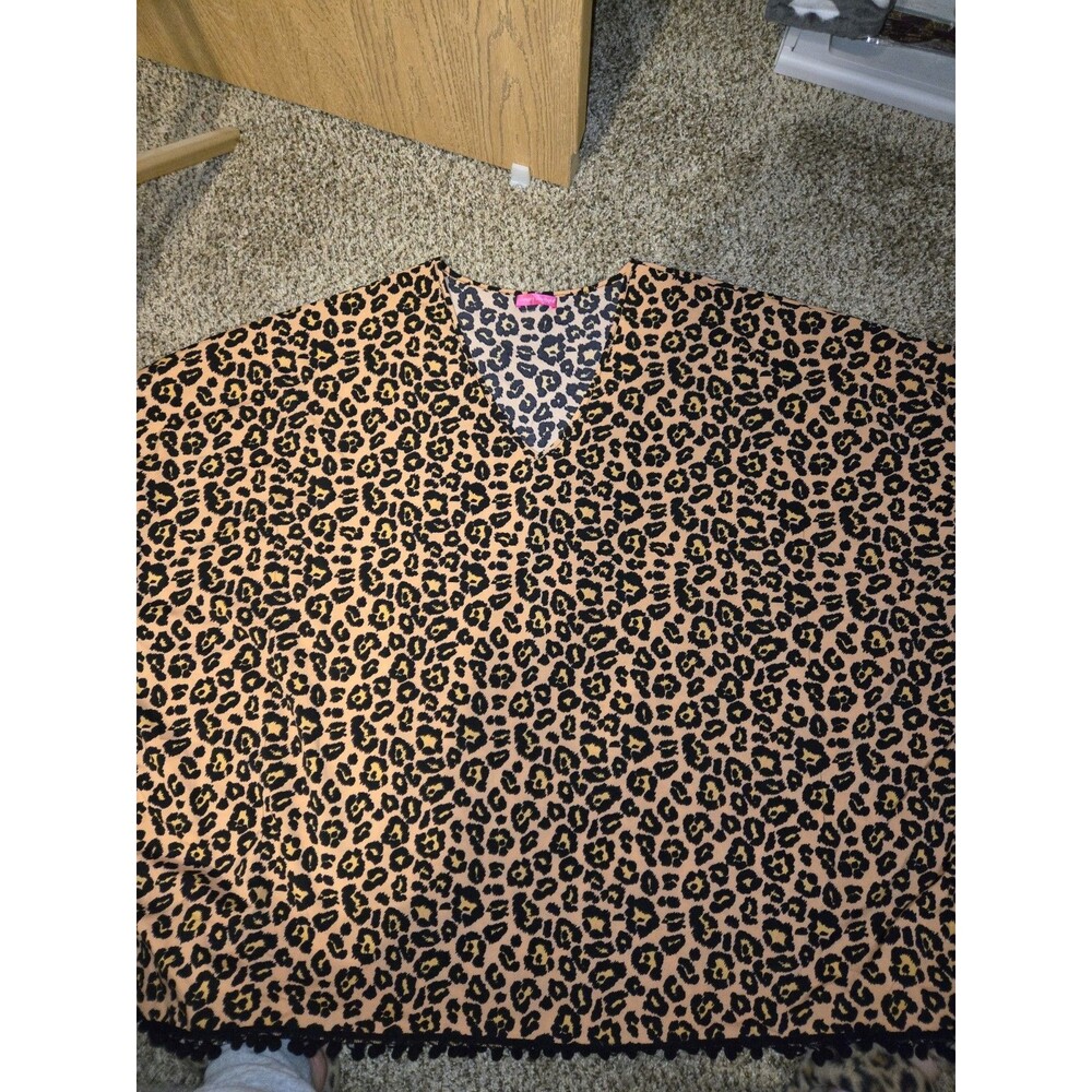Simply Southern Leopard Print Pom Pom Swim Suit Cover Up One Size
